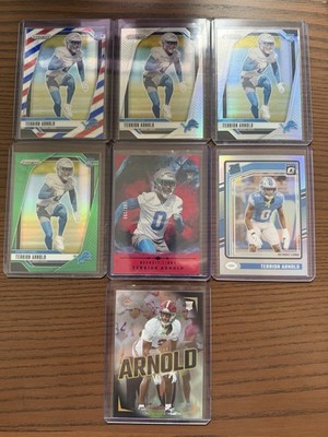 2024 Panini Terrion Arnold Rookie 7 Card Lot - Numbered & Holo Prizms Lions