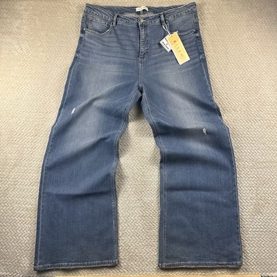 NWT Risen Wide Leg High Rise Tall Jeans Women s 3XL (42x34) Tummy Control Baggy