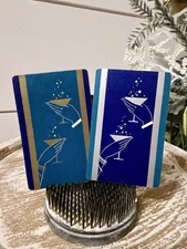 Vintage Pair Art Deco Cards, Martini Glasses, Party Glasses, Swap Card, Trade 