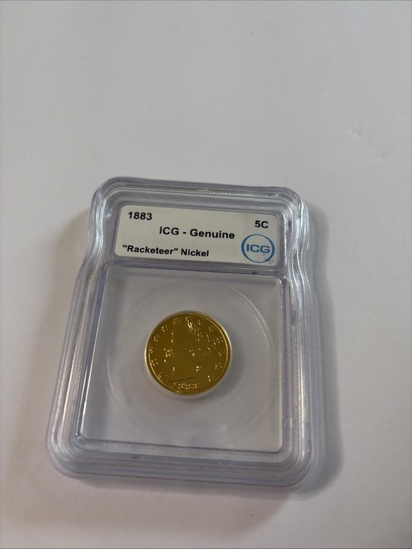 1883 Racketeer Nickel ICG CERTIFIED GENUINE Gold Plate Liberty 5C Coin