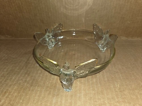 Bowl With Gold Trim 7" Jeanette Glass 3 Eagle Footed