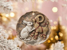 White Hare Yule Ornament Yule Goat Julebukk Nordic Pagan Solstice Ceramic Gift