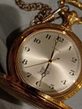 Vintage Wind-Up Timex Locomotive Railroad Pocket Watch with Hunter Case - Works