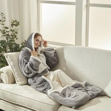 【Black Friday】Downcool Wearable Electric Heated Blanket with Sleeves & Hood & Fo