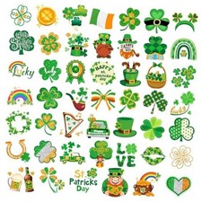 96pcs St. Patrick's Day Temporary Tattoos,Glitter Shamrock Tattoo Stickers
