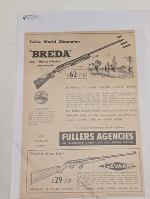 Breda 12G Quick Choke Automatic & Gevarm Ad Australian Outdoors 1956