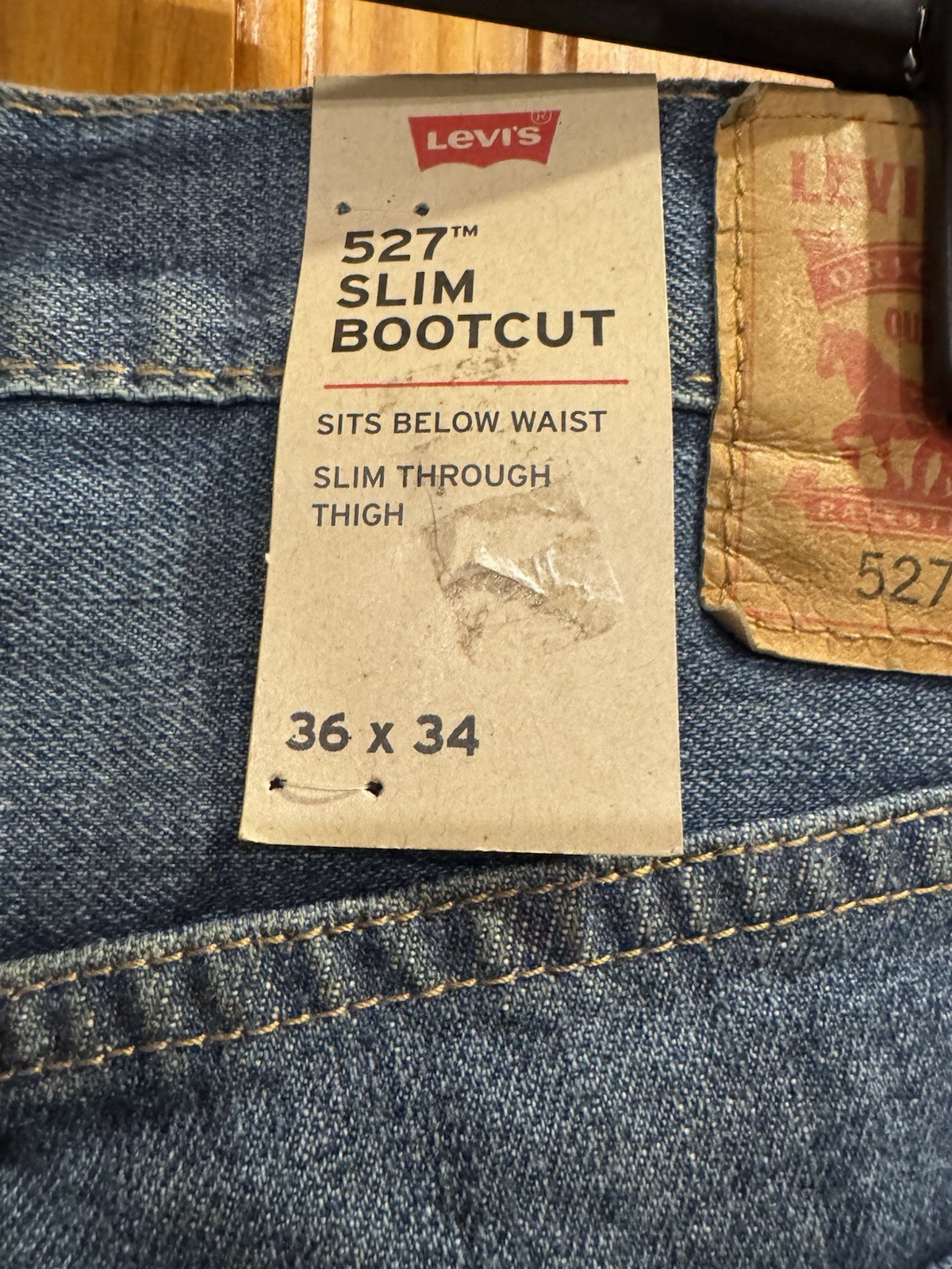 NWT Levi’s 527 Slim Bootcut Fit Denim Blue Jeans 36x34 Western Country 2018 thumbnail 8