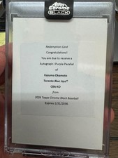 2025 Topps Black Chrome Purple Auto Redemption Card Kazuma Okamoto