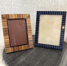 Lot Of 2 Natalini Handmade Italian Marquetry Picture Frames 5X7" & 4”x6”