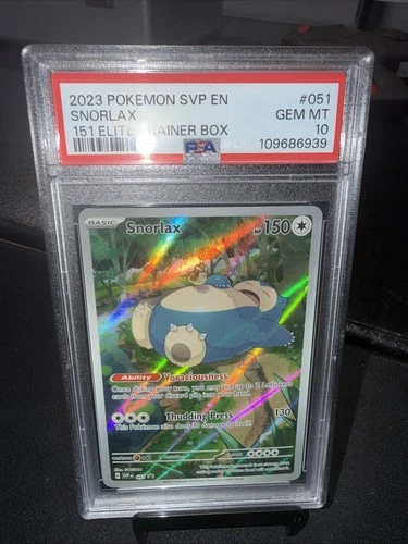 Pokemon Snorlax 151 ETB Illustration Rare Promo SVP en 051 PSA 10 Gem Mint