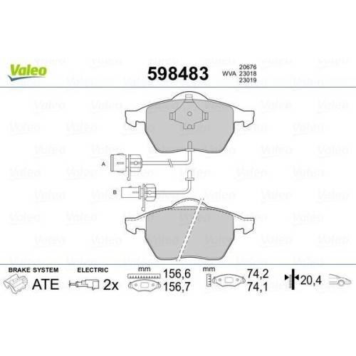 Bremsbelagsatz Scheibenbremse Valeo 598483 FüR Audi Seat Skoda VW Audi (Faw)-image