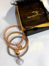 Pandora's Box Multi Tone Stretch Bracelet Heart BRAND NEW