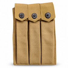 U.S. Army GI Repro Canvas Triple Cell 3 Pocket 30 Round Belt Pouch Holder-Khaki