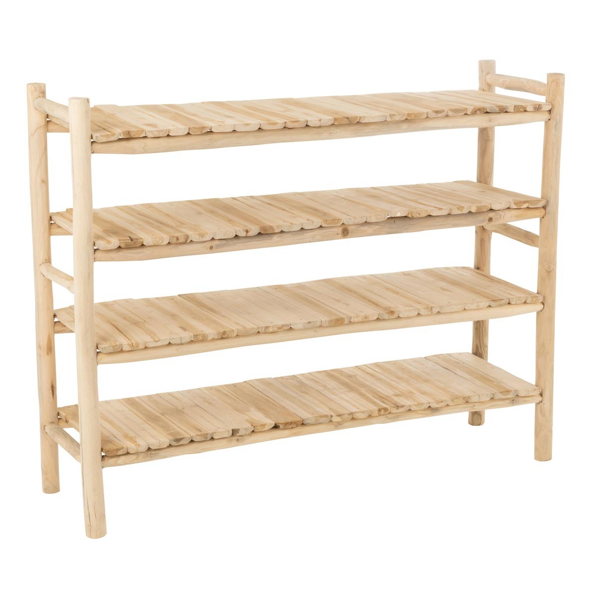 Étagère en teck 4 niveaux Latonya 140cm meuble bibliothèque bois naturel étagère