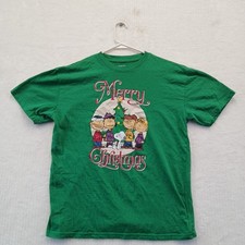 Charlie Brown and the peanuts merry Christmas Green t shirt mens size Large