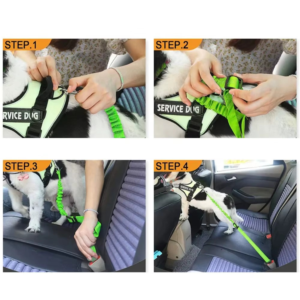 Cintura di Sicurezza Auto per Cani–Imbracatura Nylon Regolabile Riflettente con Elastico per Viaggiare Sicuri foto 5