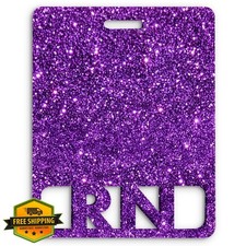 Purple Glitter RN Badge Buddy Horizontal Acrylic Nurse ID