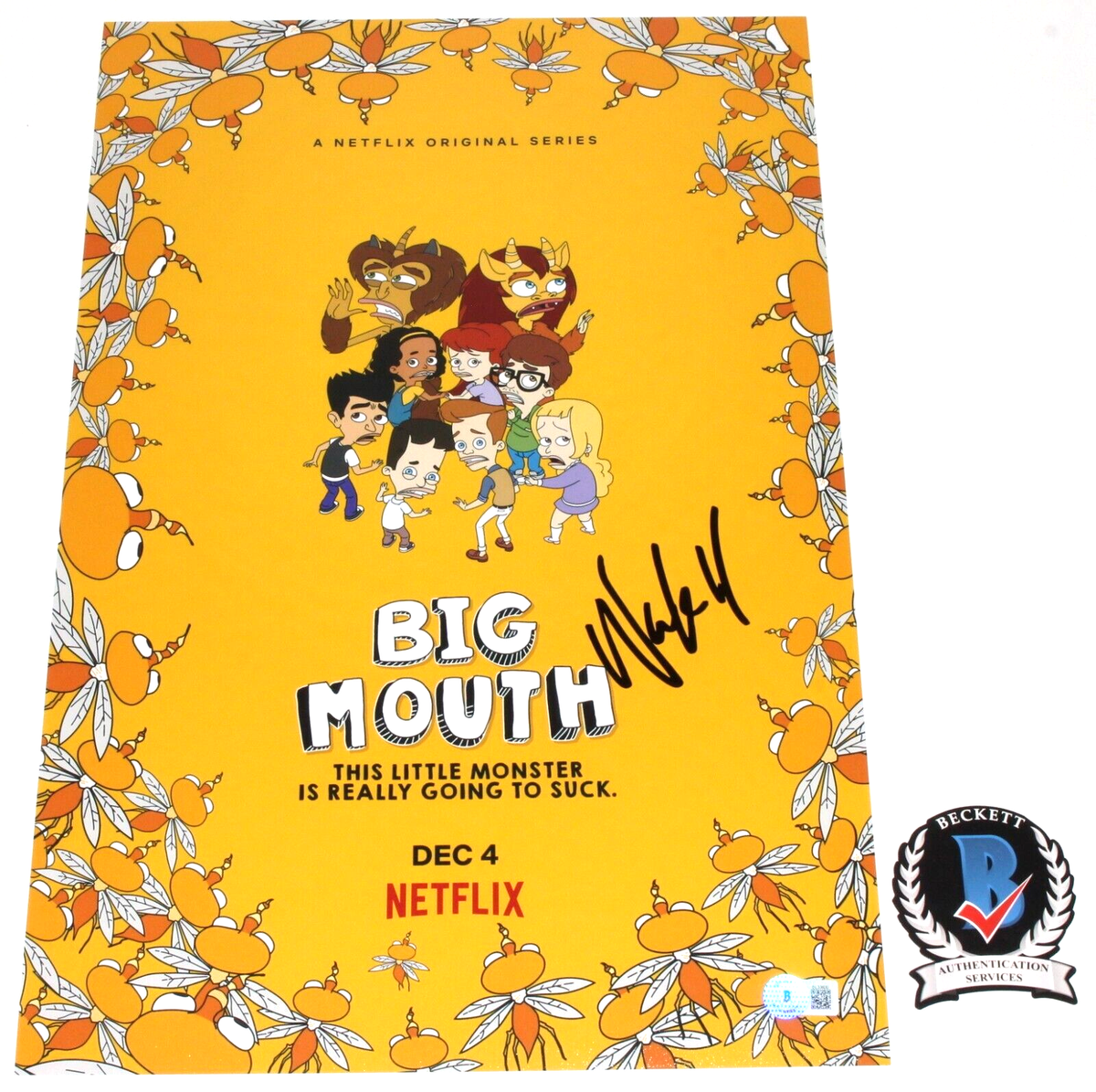 NICK KROLL SIGNED 'BIG MOUTH' 12x18 TV SHOW POSTER PHOTO 2 BECKETT