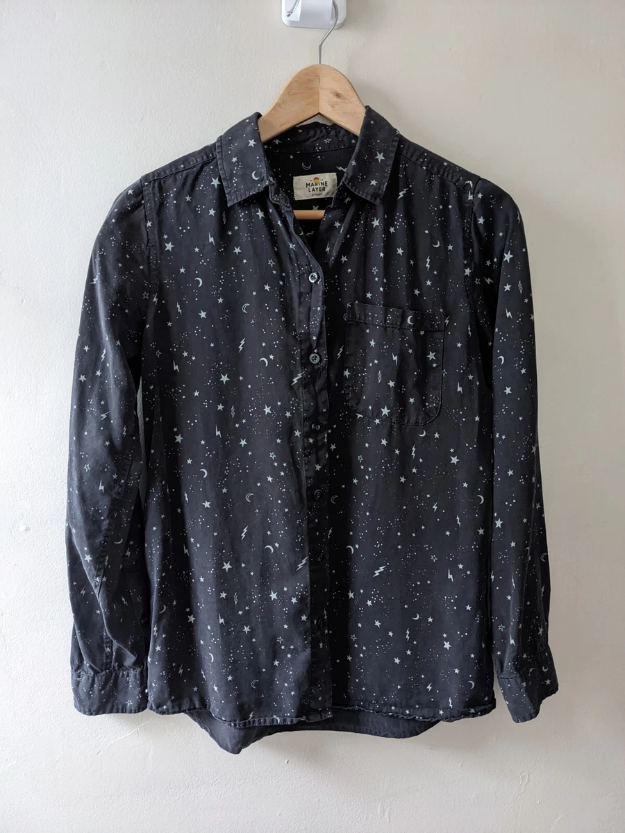 star print button down