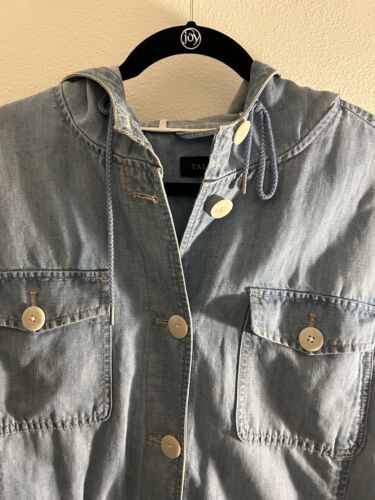 Talbots blaue leichte Denim Jeansjacke Stretchbund definierende Taschen Gr. XL - Bild 2 von 11