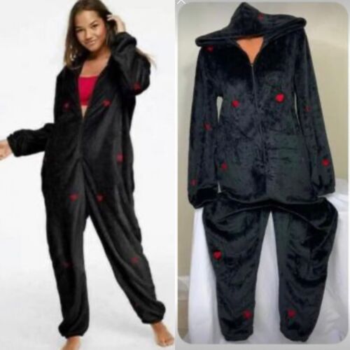 Victoria's Secret Pink One Piece Pajamas Sleep Fuzzy Plush Sleepwear Vs Nwt New