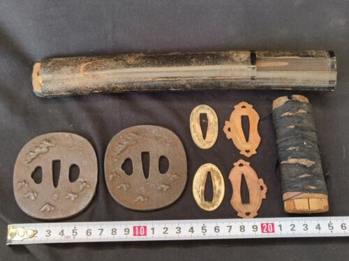 Antique EDO Sword Katana Tsuka handle, sheath and Tsuba Samurai Weapons Japan-4