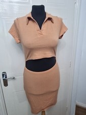 Heart and Hips Short Sleeve Biege Dress Size M New