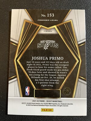 SSP ジョシュア 2021-22 Panini Prizm RARE Premier Tiger Stripe #153 Joshua Primo