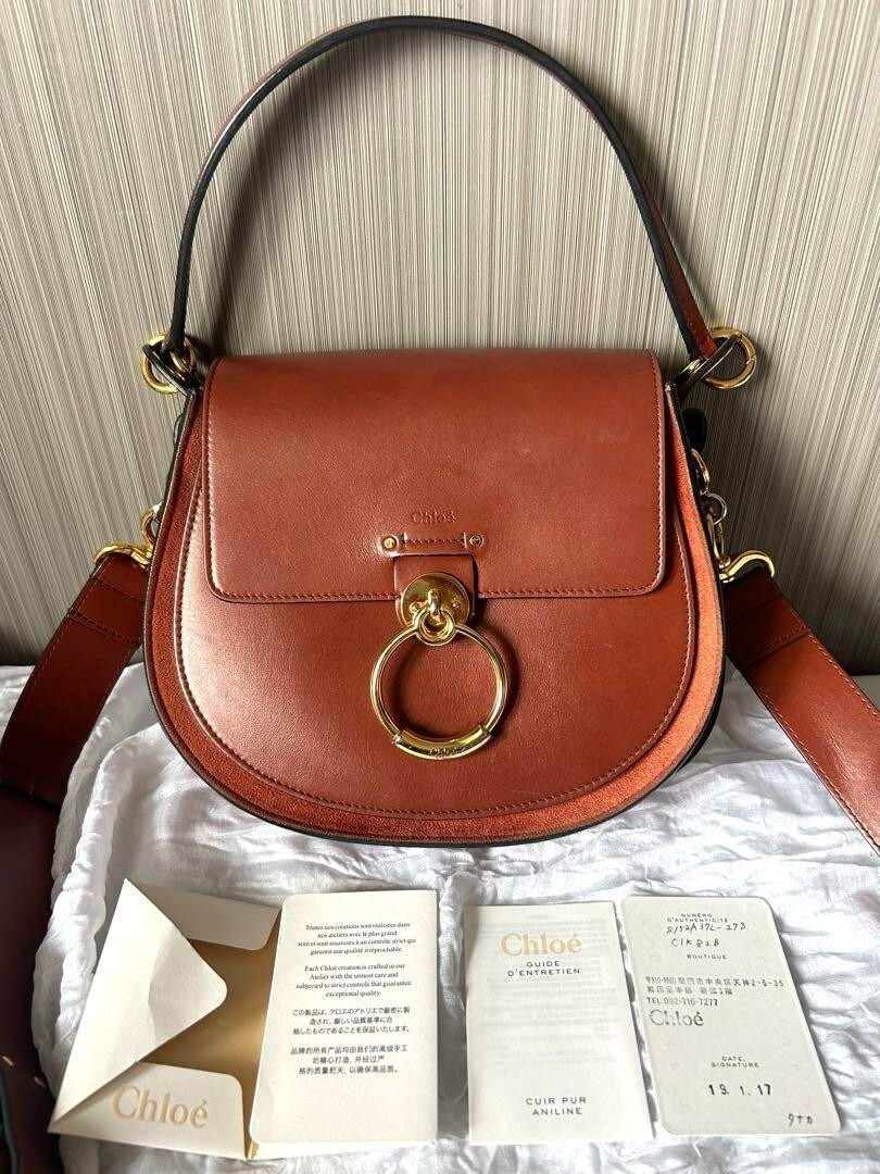 SALE*クロエ*Tess スムースレザー ショルダーバッグ ブラウン CHLOE Tess Shiny Calfskin Leather Handbag 2way Shoulder bag