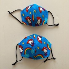2 Hello Kitty Mask Adult / Child Reuseable 3 Layer With Filter Pocket