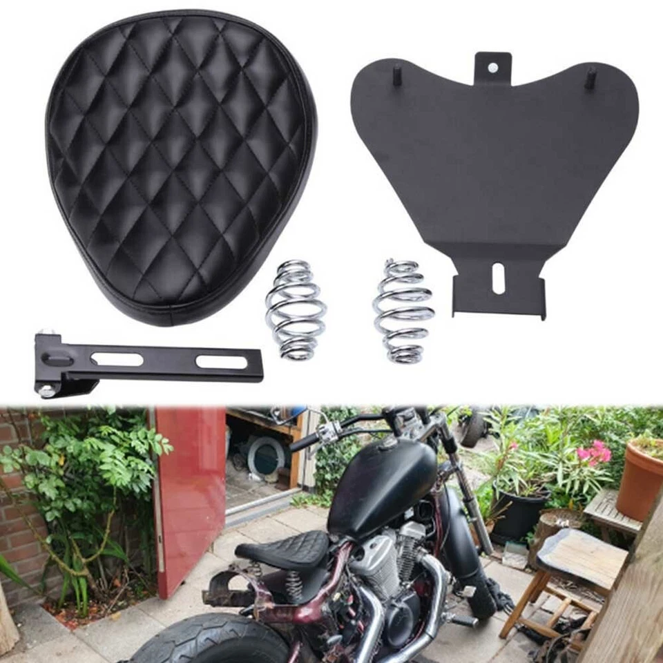 Черная пружина одиночного сиденья для мотоцикла Bobber с опорной пластиной для Johnny Pag Pro Street - Изображение 4 из 4