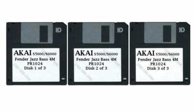 Akai S5000 / S6000 Three Floppy Disks Fender Jazz Bass 4M PR1024
