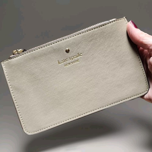 Portafoglio da polso Kate Spade New York porta carte zip marrone beige viaggio in viaggio. - Foto 7 di 7