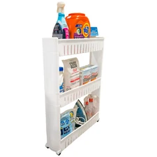 Slim Rolling Storage Cart Narrow Space Saving Mobile Shelving Utility Cart
