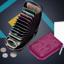 Men Womens RFID Blocking Credit Card Holders Zipper Leather Compact Size Wallet