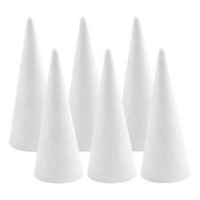 6 Pack White Foam Cones 4.1x13.6in Polystyrene Christmas Tree DIY Crafts