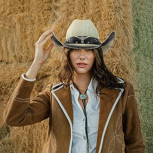 Cowboy Hat for Women and Men - Straw Cattleman Crease 6 7/8  display picture 1