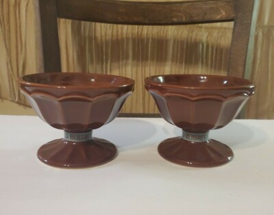Vintage Hershey's Chocolate Ice Cream Sundae Syrup Pedestal Bowls Collection NOS