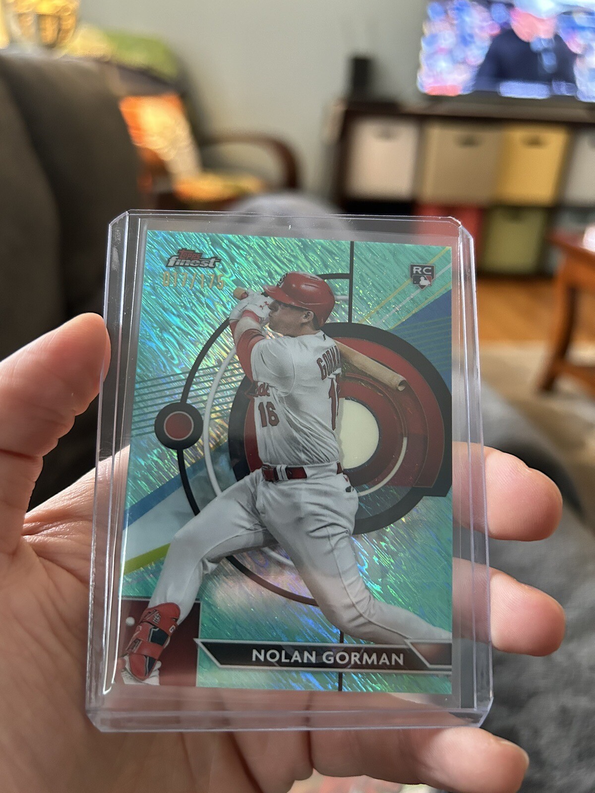 2023 Topps Finest - Aqua Shimmer Refractor #92 Nolan Gorman /175 (RC)
