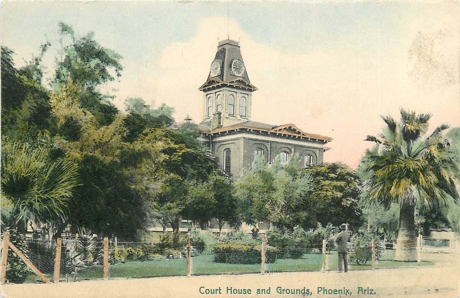 C1910 Phoenix Arizona Court House Grounds Rieder #20183 postcard 25-3771