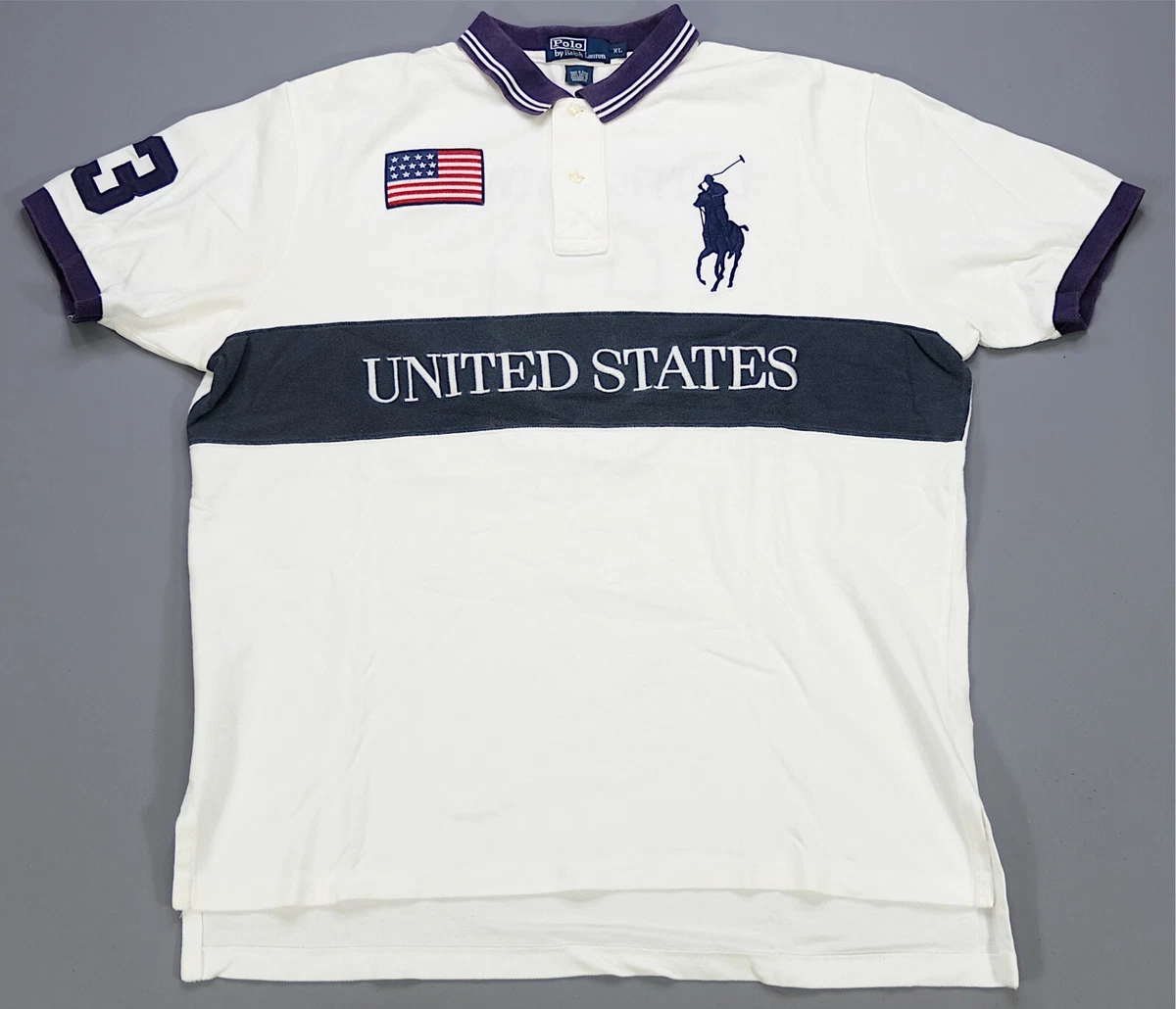 Rare VTG POLO RALPH LAUREN United States USA Flag Big Pony Rugby