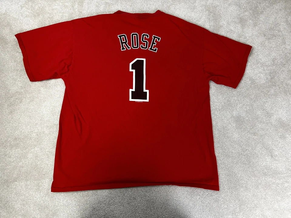 Camisa Derrick Rose Chicago Bulls Adulto Extra Grande Rojo Logo Gráfico Dos Caras Foto 2 de 4