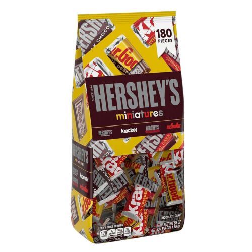 NEW Hershey's Miniatures 1.58kg Chocolate 180 Pieces Bulk Packet Pantry Sweets! - Zdjęcie 1 z 1