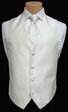 Men's Ivory Jean Yves Tuxedo Vest  Tie Paisley Formal Wedding Groom Prom