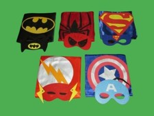 5 Superhero Capes Masks Superman Batman Spiderman Flash Captain America NEW