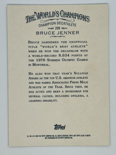2008 Allen & Ginter Bruce Jenner #208 Champion Decathlete 5922 - 第 2/2 張圖片