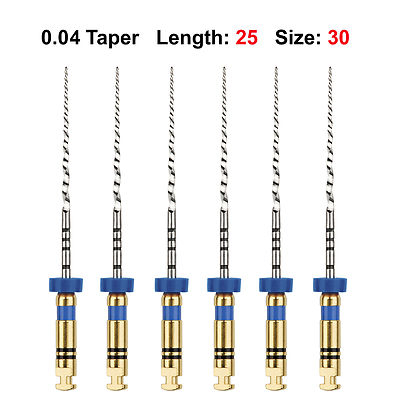 Rotary Files Root Canal File .04 25mm #30 ''Blue'' 6/Pk Nickel Titanium NiTi