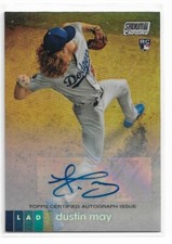 2020 Topps Stadium Club Dustin May RC #255 Chrome Rookie Auto 2/10 - Dodgers