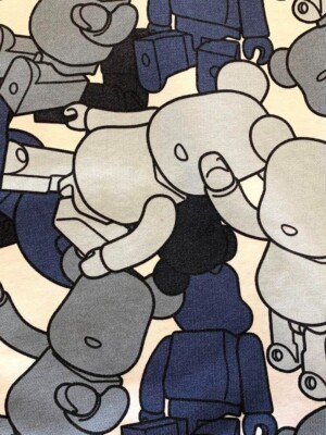 KITH x Bearbrick Pattern AOP Box Logo Blue White Heavy Hoodie