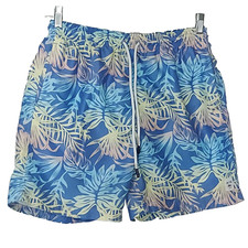 Spicy Tuna Swim Trunks Shorts Size Large Blue Palm Frond Print Mesh Lining